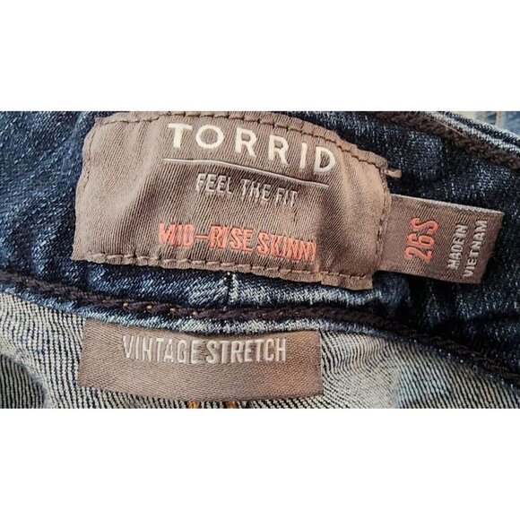 Torrid Blue Skinny Jeans Plus Size 26 S Short Cotton Distressed Vintage stretch - Picture 14 of 14